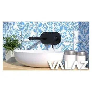 Plano de medidas y cotas técnicas de Grifo de lavabo empotrado a pared monomando en latón negro mate Duero de Valaz