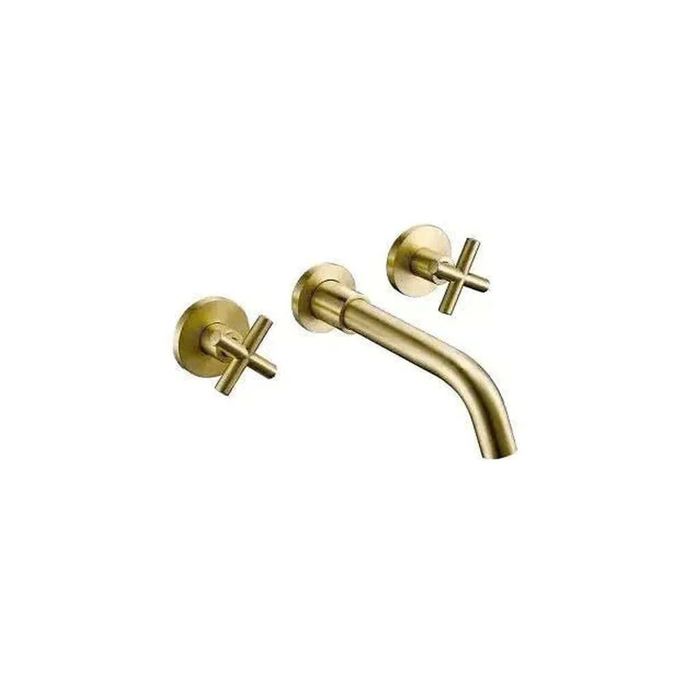 Grifo de lavabo empotrado bimando redondo en dorado cepillado Nalon de Valaz Valaz