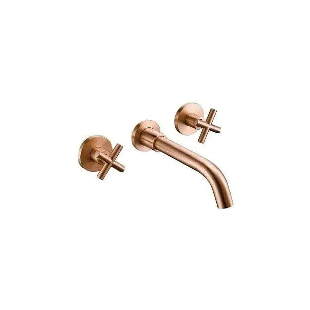Grifo de lavabo empotrado bimando redondo en oro rosa cepillado Nalon de Valaz Valaz