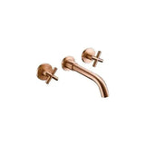 Rubinetto da lavabo incasso a due maniglie rotondo in oro rosa spazzolato Nalon di Valaz