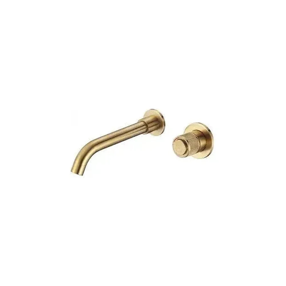 Grifo de lavabo empotrado con botón monomando en latón dorado satinado Andarax de Valaz Valaz