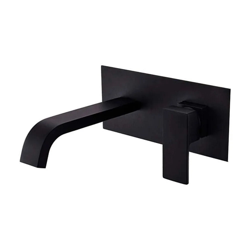 Grifo de lavabo empotrado cuadrado con caño curvo de 21 cm en negro mate Niagara de Valaz Valaz