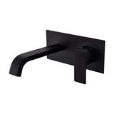 Recessed square bathroom faucet curved spout matte black 21 cm Niagara by Valaz