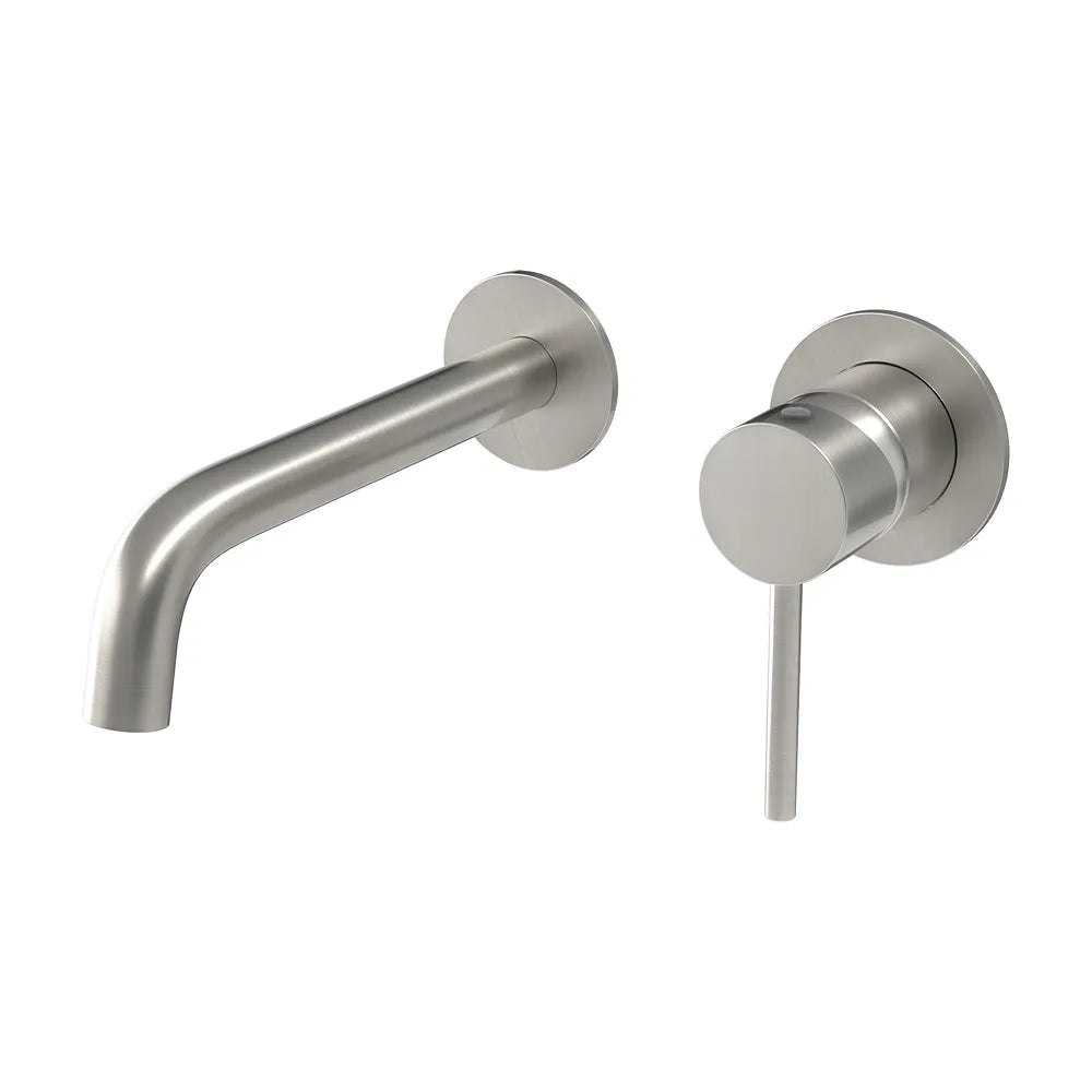 Grifo de lavabo empotrado monomando con caño de 21 cm en acero cepillado Deva de Valaz Valaz
