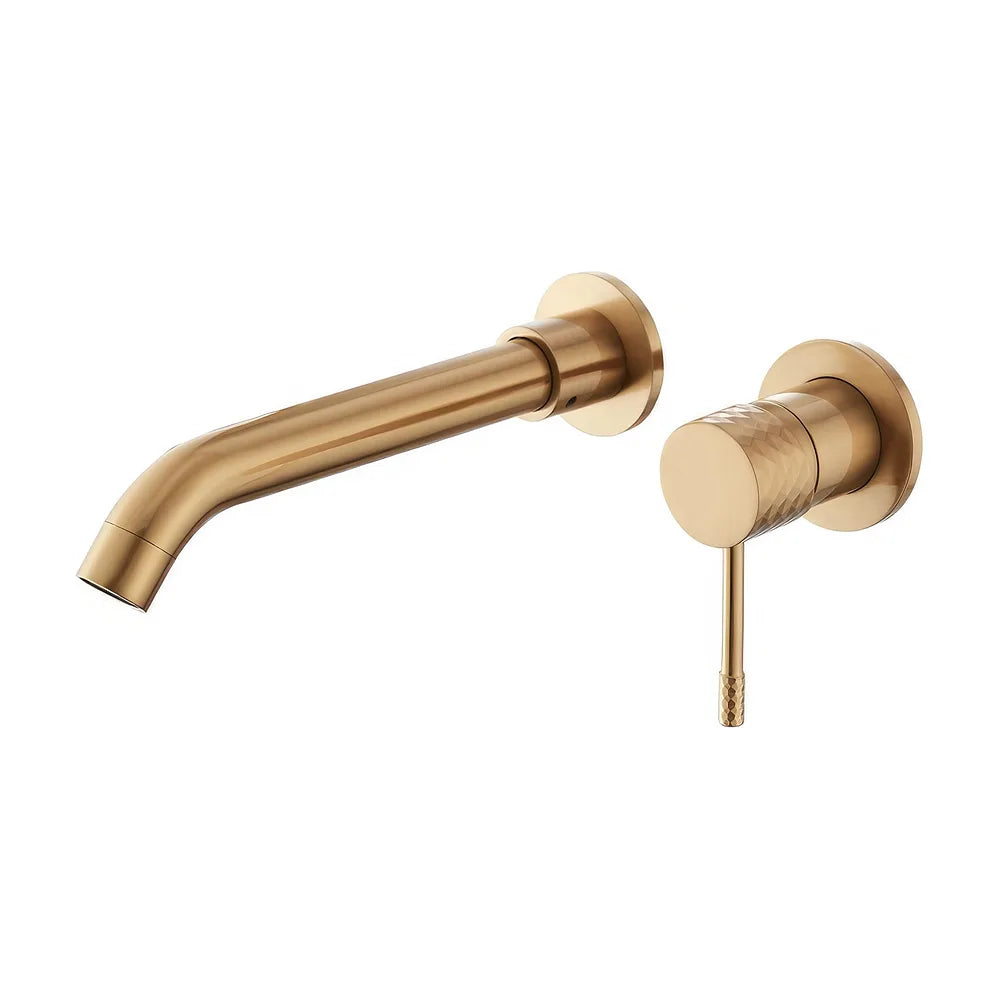 Grifo de lavabo empotrado monomando con maneta luxury en dorado cepillado Ofin de Valaz Valaz