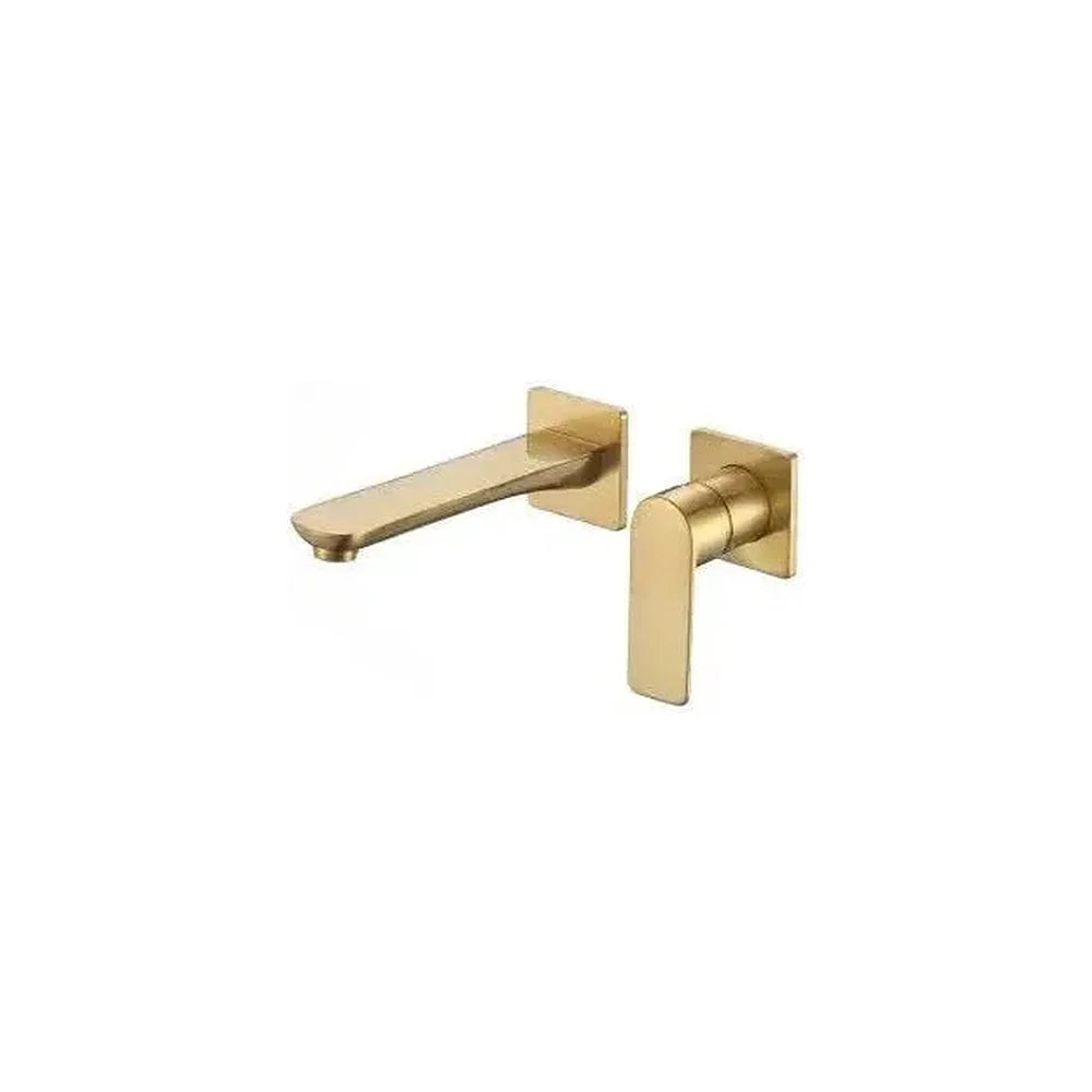 Grifo de lavabo empotrado monomando cuadrado en latón dorado cepillado Esla de Valaz Valaz