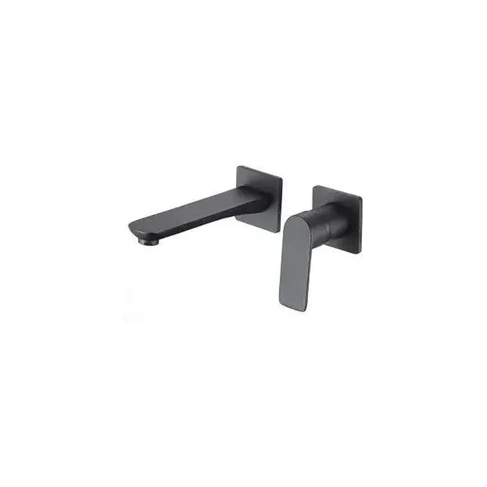 Grifo de lavabo empotrado monomando cuadrado en latón negro mate Esla de Valaz Valaz