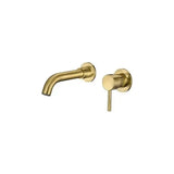 Rubinetto da lavabo incassato monocomando da 15 cm in ottone dorato spazzolato Guadiana di Valaz