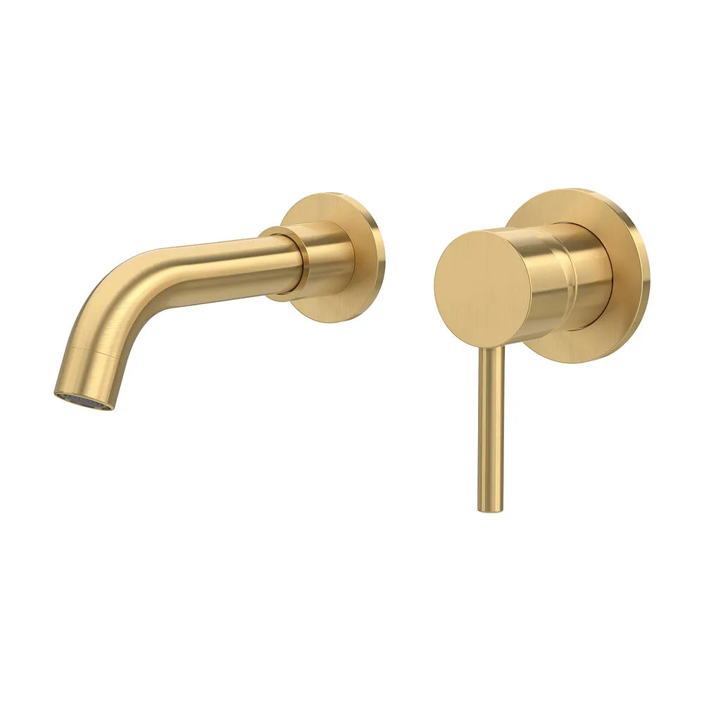 Grifo de lavabo empotrado monomando con caño de 15 cm en oro mate Guadiana de Valaz Valaz
