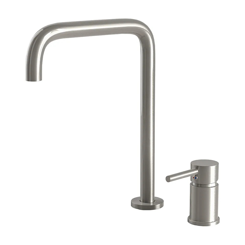 Grifo de lavabo encastrado monomando alto con caño giratorio en acero cepillado Guadalupe de Valaz Valaz