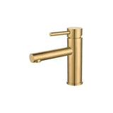 Rubinetto monocomando per lavabo con bocca dritta in ottone spazzolato dorato Palancia di Valaz