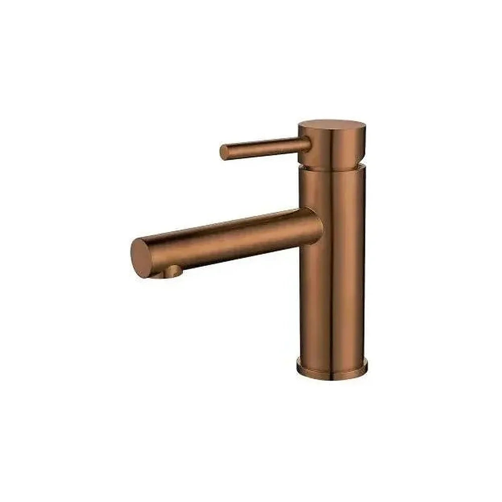 Grifo de lavabo monomando con caño recto en latón oro rosa cepillado Palancia de Valaz Valaz