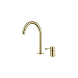 Rubinetto monocomando per lavabo con collo di cigno in ottone oro opaco Aragón di Valaz