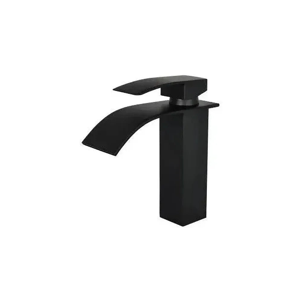 Grifo de lavabo monomando con salida en cascada en latón negro mate Aljibe de Valaz Valaz