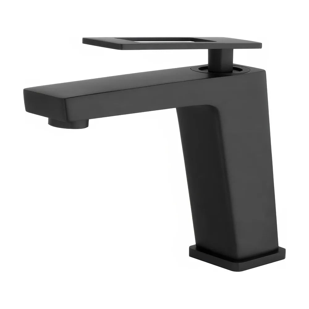 Grifo de lavabo monomando cuadrado con maneta hueca en negro mate Cabrera de Valaz Valaz