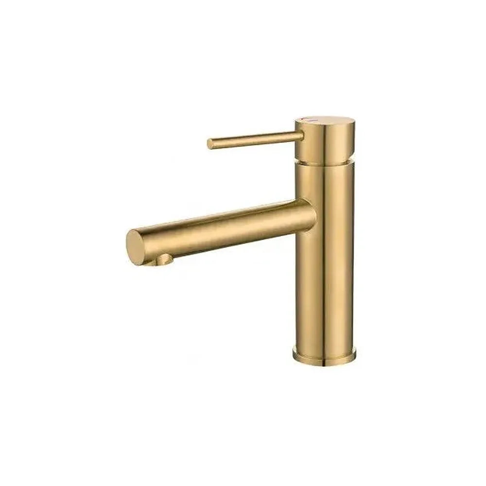 Grifo de lavabo monomando de agua fría con caño recto dorado cepillado Nansa de Valaz Valaz