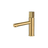 Rubinetto lavabo monocomando a canna dritta rotonda in ottone dorato satinato Bidasoa di Valaz