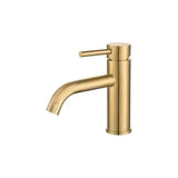 Rubinetto lavabo monocomando rotondo in ottone dorato spazzolato Jabalón di Valaz