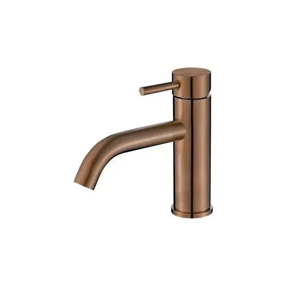 Grifo de lavabo monomando redondo en latón rosa cepillado Jabalón de Valaz Valaz