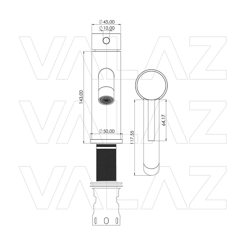 Vista principal de Grifo de lavabo monomando redondo en oro mate Jabalón de Valaz