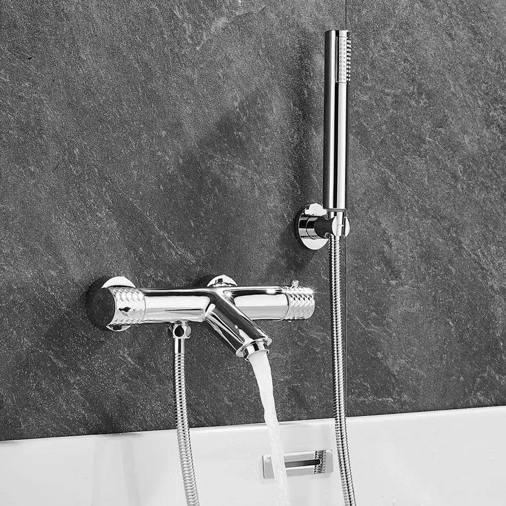 Plano o detalle técnico de Grifo termostático de ducha y bañera cromado maneta luxury Birim de Valaz (vista 4)
