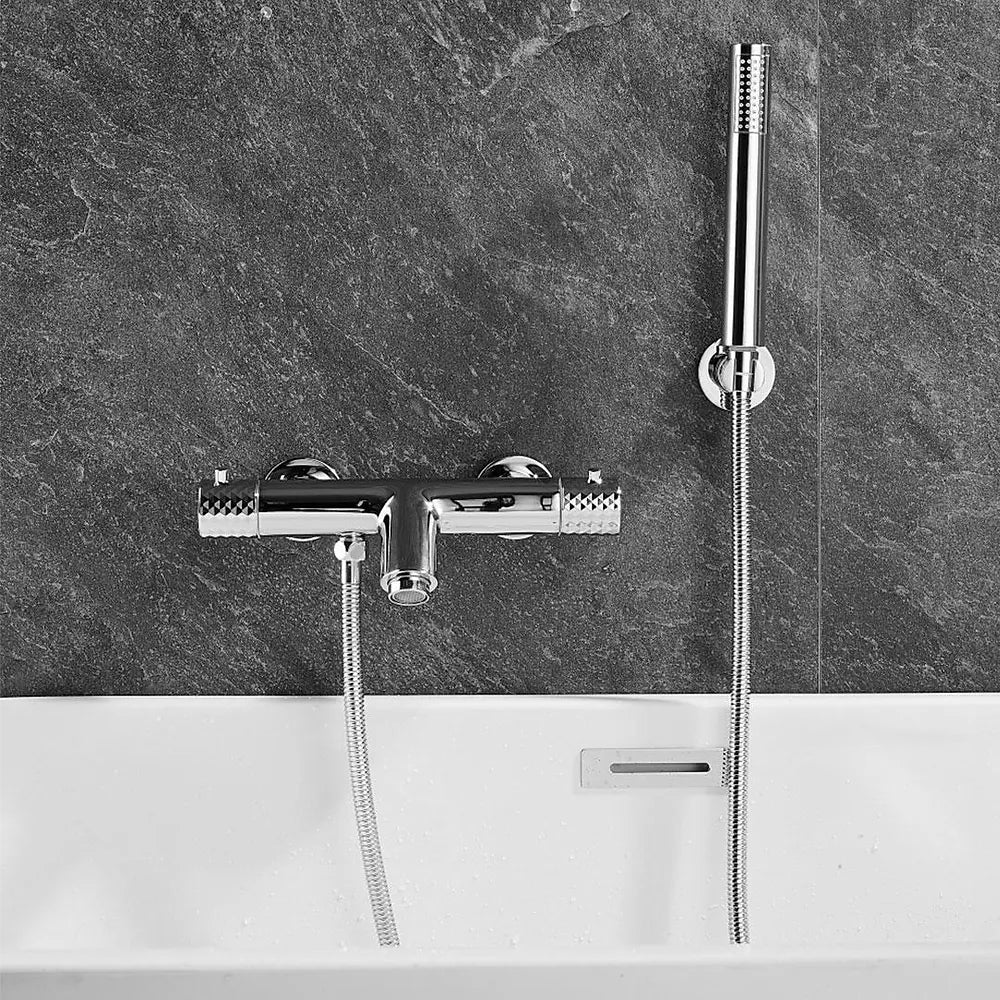Plano o detalle técnico de Grifo termostático de ducha y bañera cromado maneta luxury Birim de Valaz (vista 5)