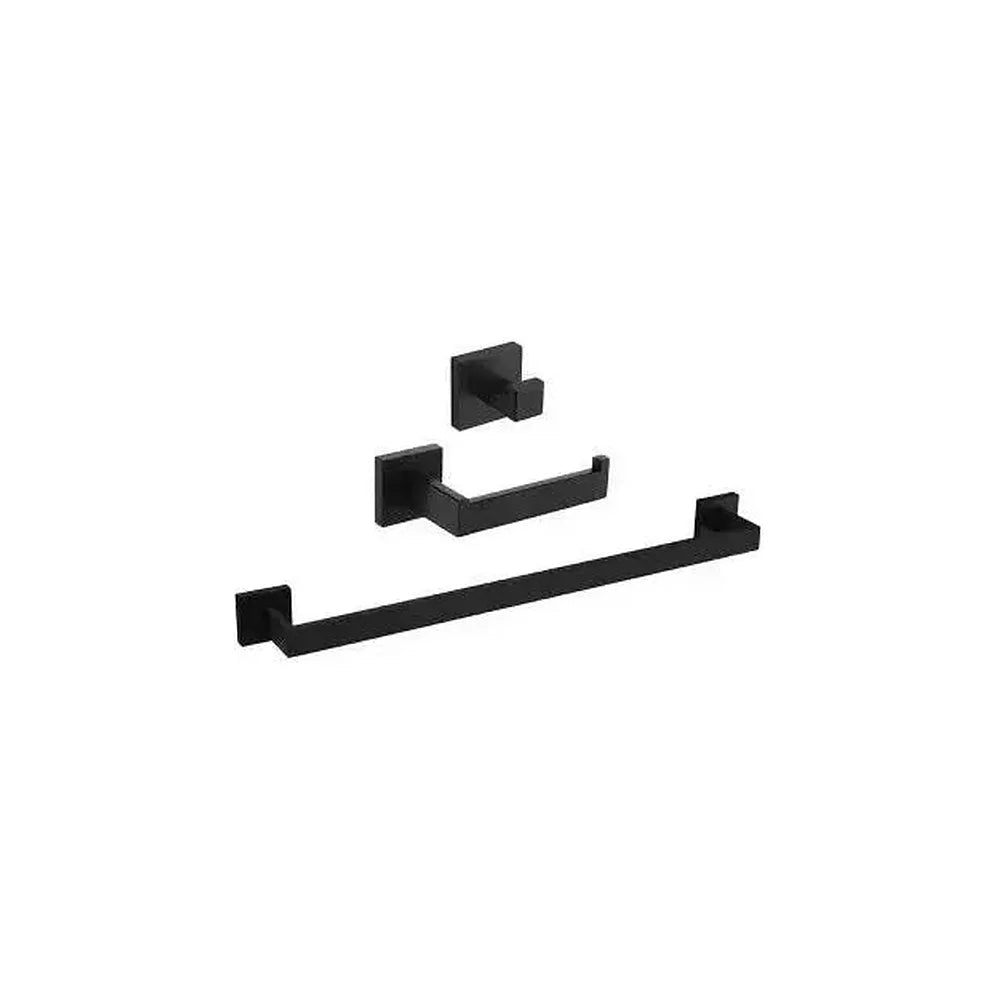 Juego de 3 accesorios para baño cuadrados fabricados con acero inoxidable negro mate Valaz Valaz