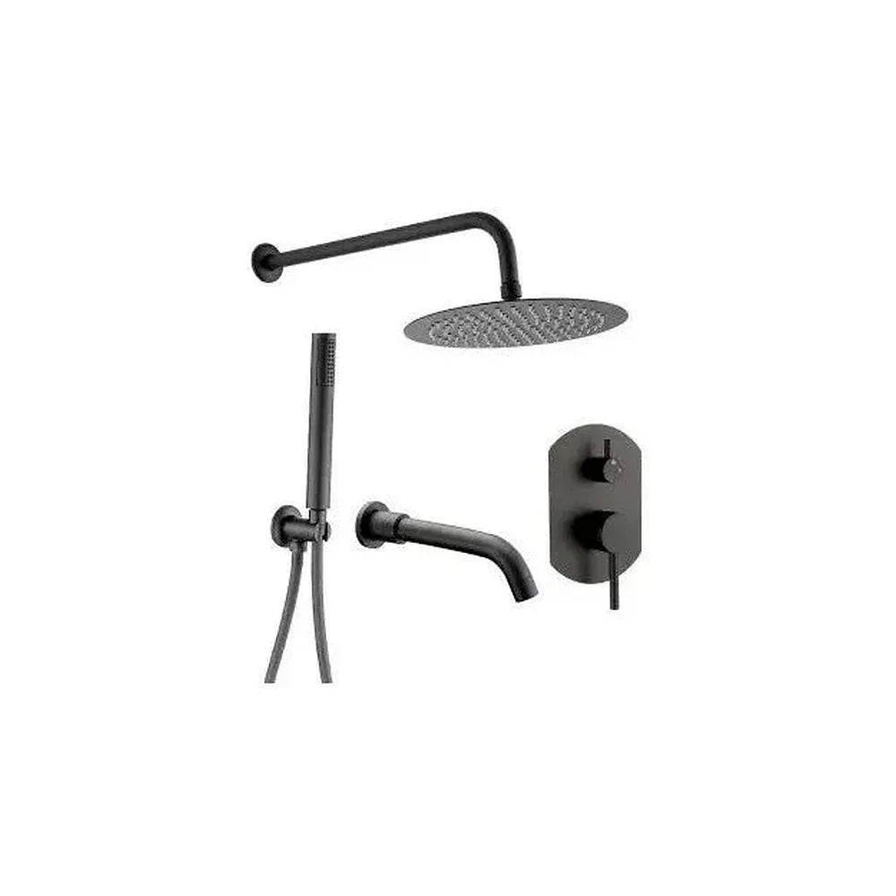 Kit de ducha empotrada a pared con grifo de bañera y rociador en negro mate Duero de Valaz Valaz