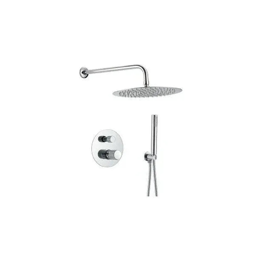 Kit de ducha empotrada a pared con rociador redondo monomando en cromado Besaya de Valaz Valaz