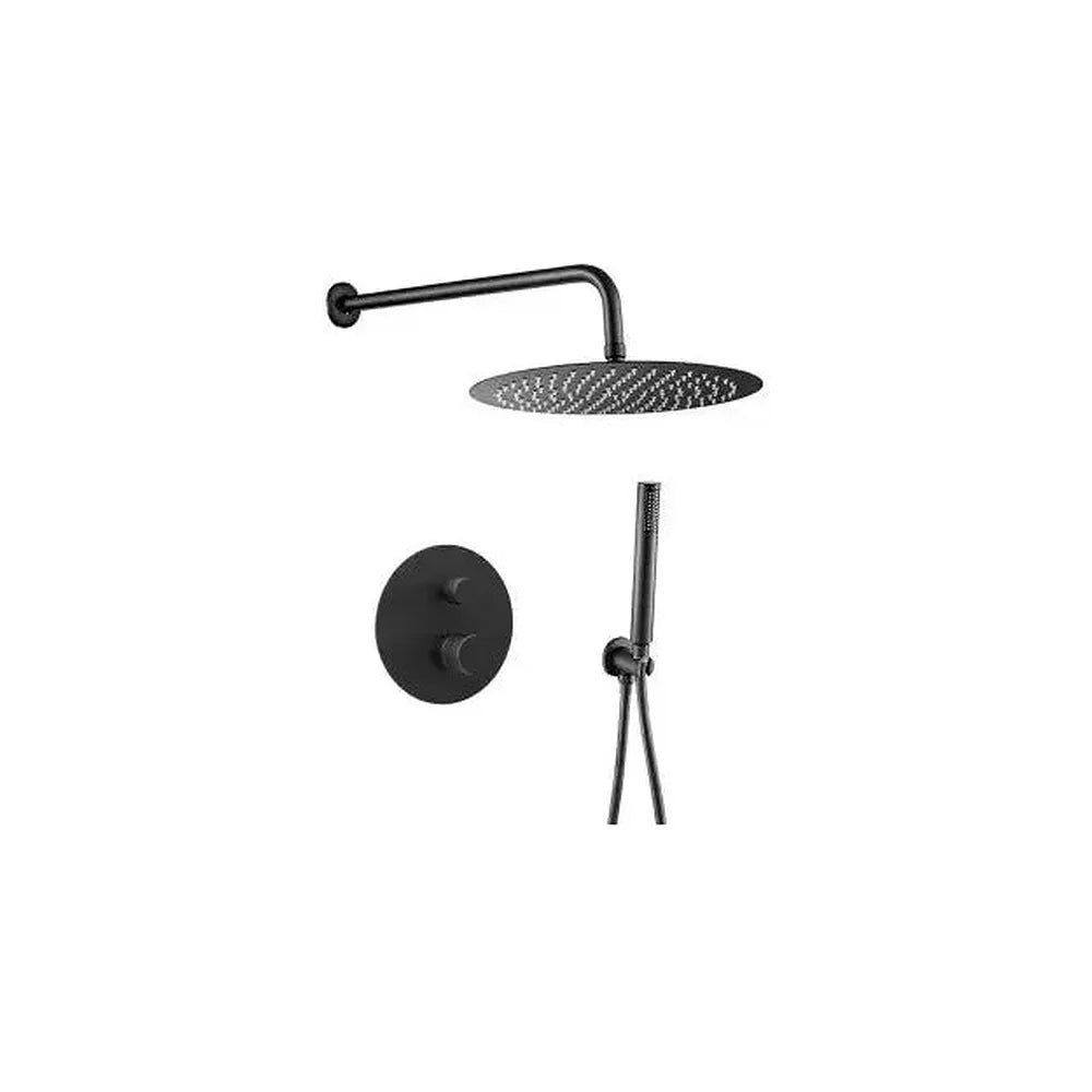Kit de ducha empotrada con rociador redondo monomando en negro mate Besaya de Valaz Valaz
