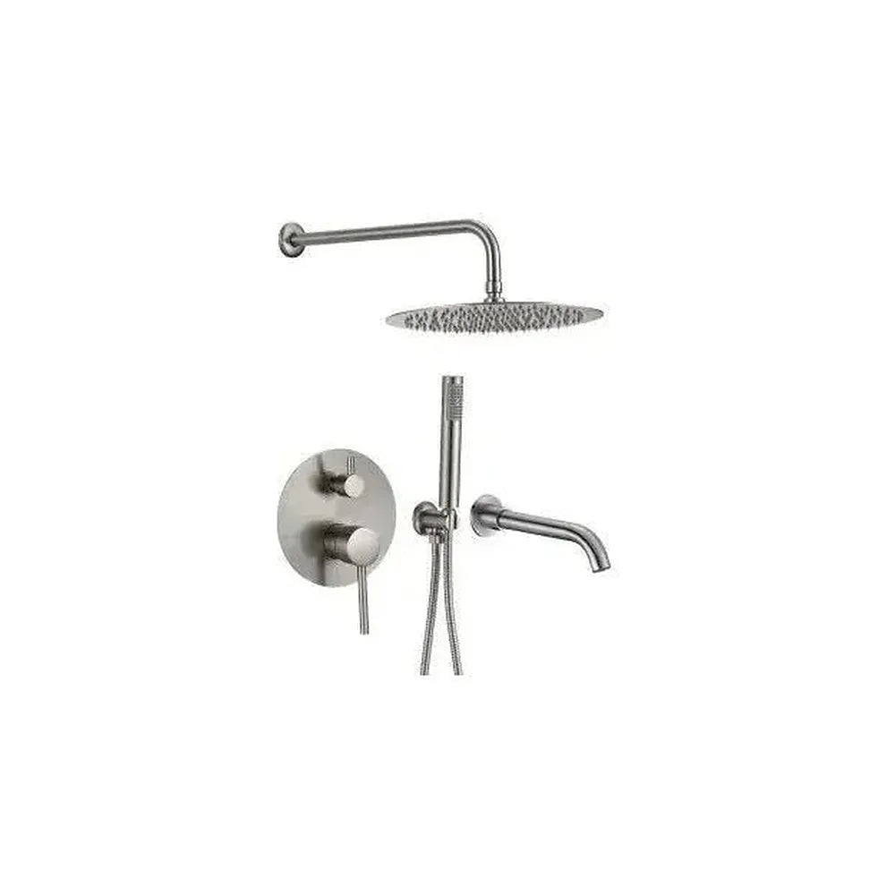 Kit de ducha para bañera empotrado a pared en acero cepillado Jucar de Valaz Valaz