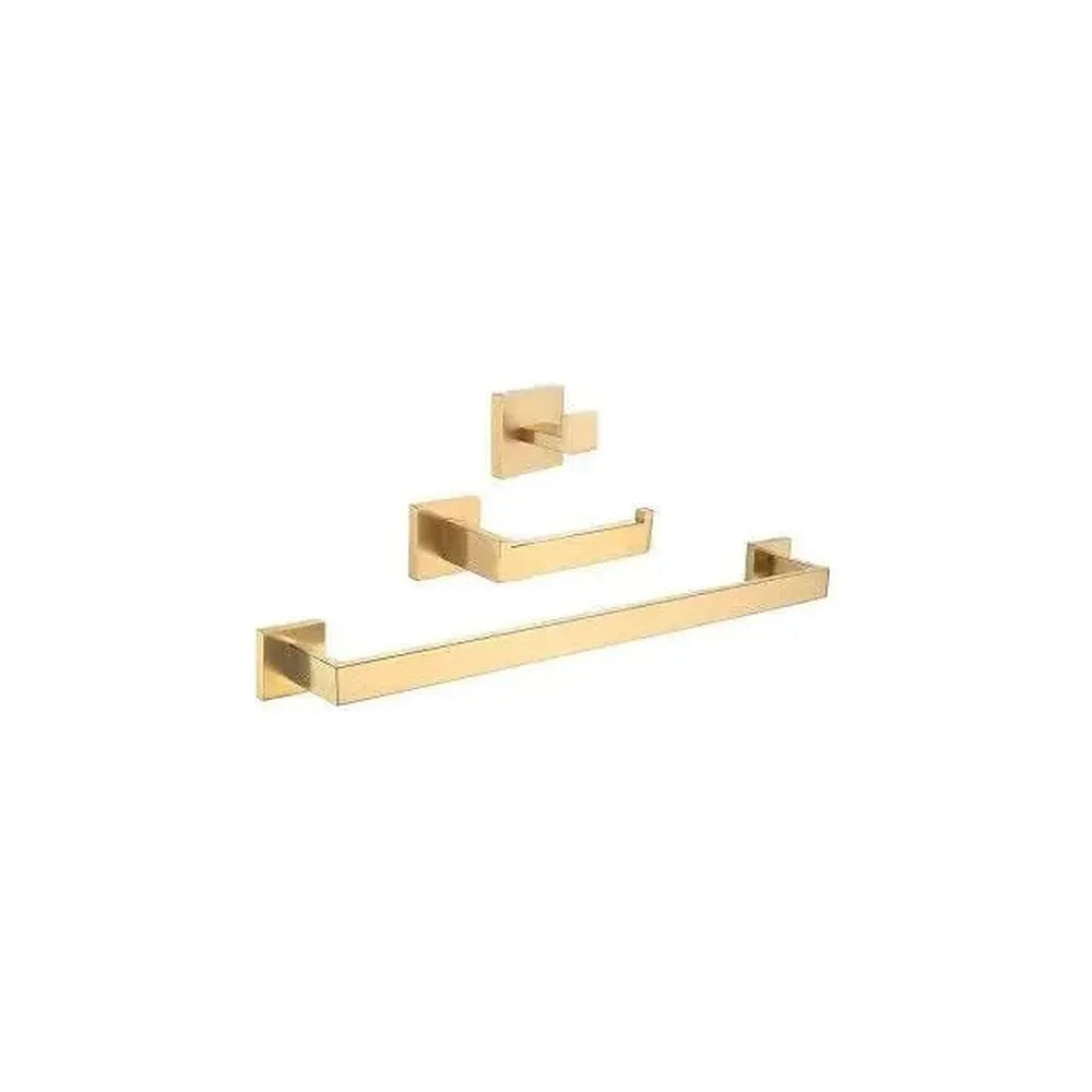 Pack de 3 accesorios para baño cuadrados en acero inoxidable dorado de Valaz Valaz