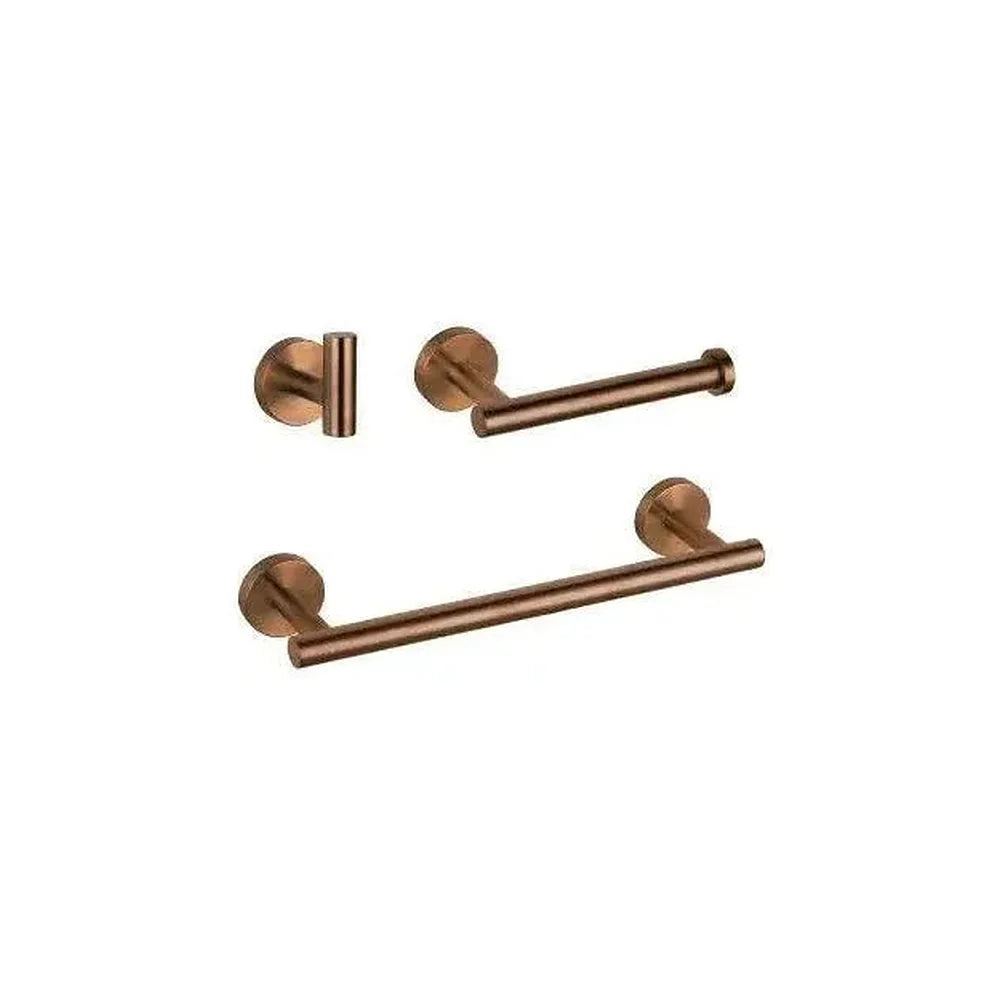 Set de Baño Valaz en Acero Inoxidable Oro Rosa Cepillado con Toallero y Portarrollos Valaz