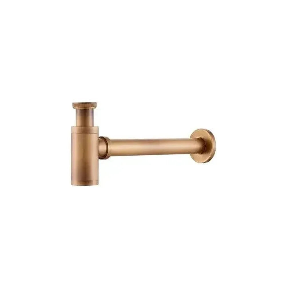 Sifón de lavabo redondo en latón y zamak de 12x36 cm en dorado envejecido de Valaz Valaz