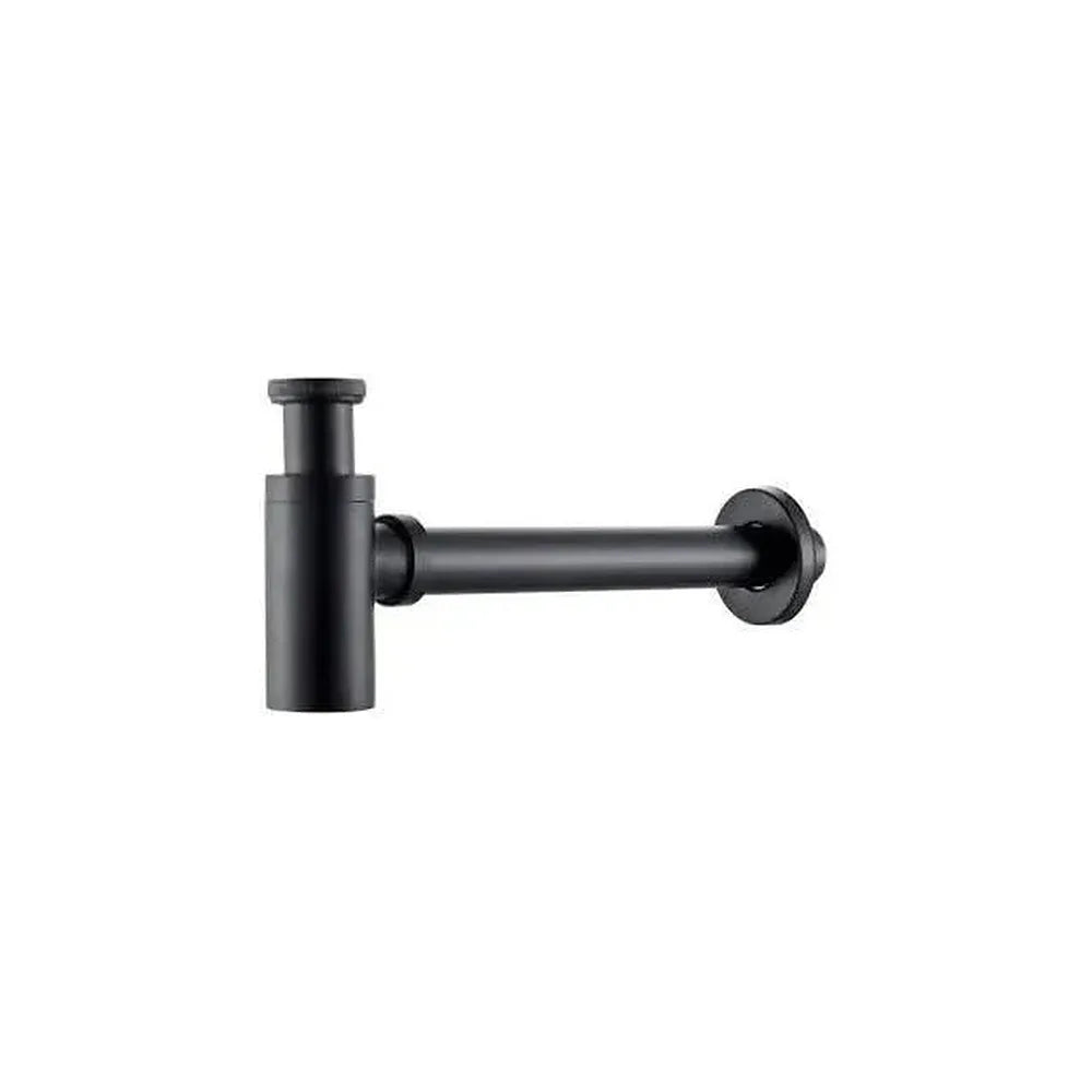Sifón de lavabo redondo en latón y zamak de 12x36 cm en negro mate de Valaz Valaz