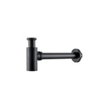 Sifón de lavabo redondo en latón y zamak de 12x36 cm en negro mate de Valaz