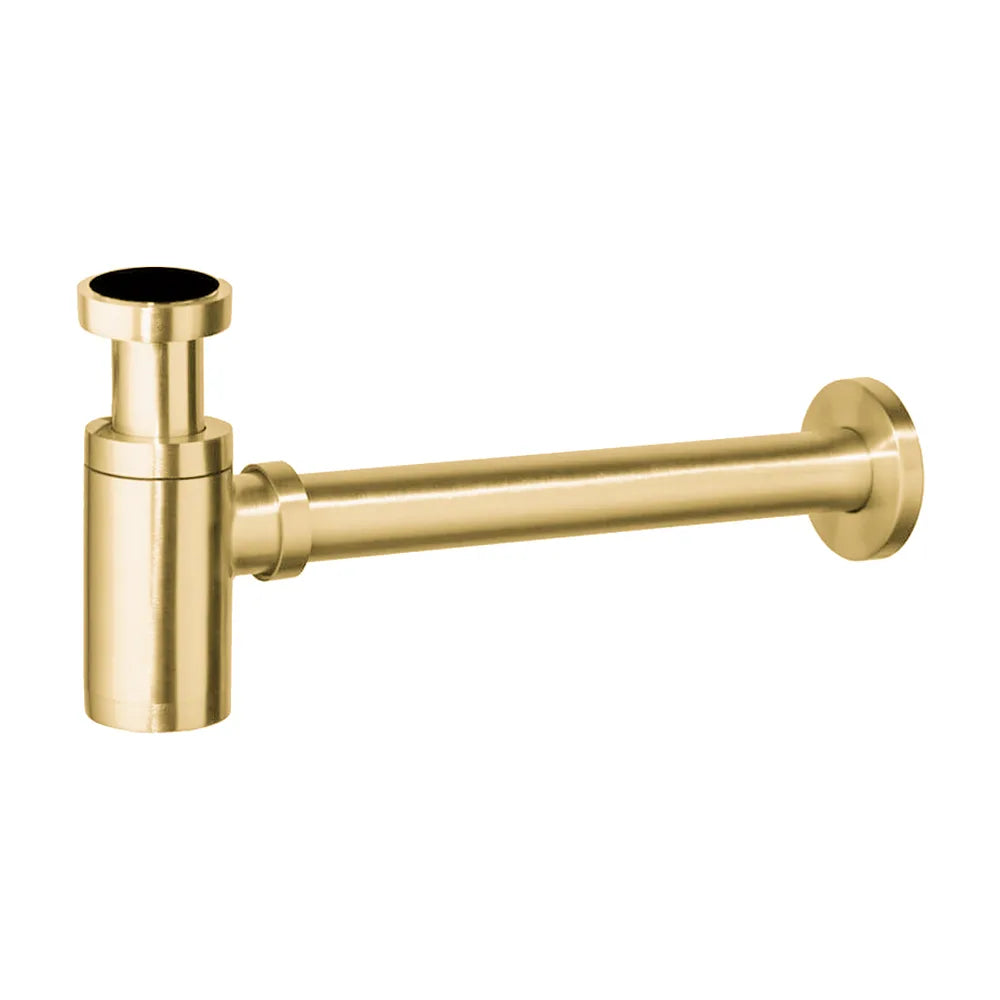 Sifón de lavabo visto redondo dorado cepillado de Valaz Valaz