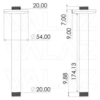 Vista principal de Soporte de rociador de ducha para techo de latón de 17 cm en cromado de Valaz