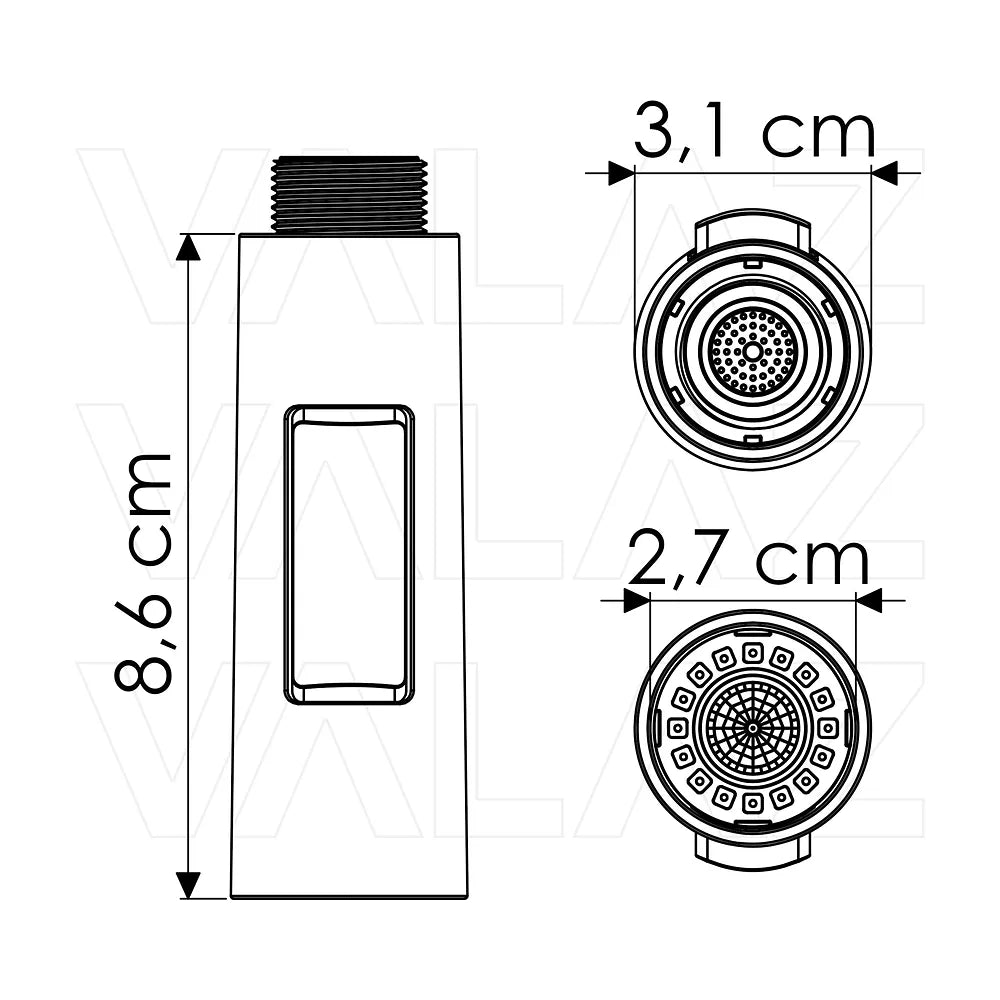 Vista principal de Spray de repuesto para grifo de cocina en oro mate con protección PVD Parana de Valaz