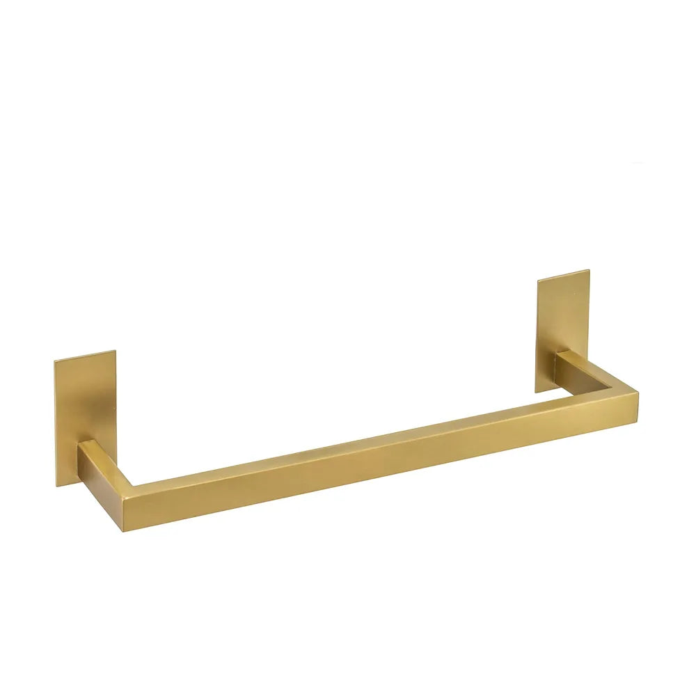 Toallero adhesivo cuadrado 37 cm oro mate con protección PVD sin taladro para baño de Valaz Valaz