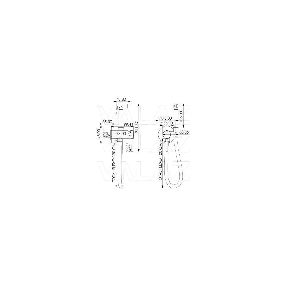 Detalle de Grifo de bidet empotrado en latón y acero inoxidable en dorado cepillado Guadiana de Valaz - Valaz - MerkiMarket