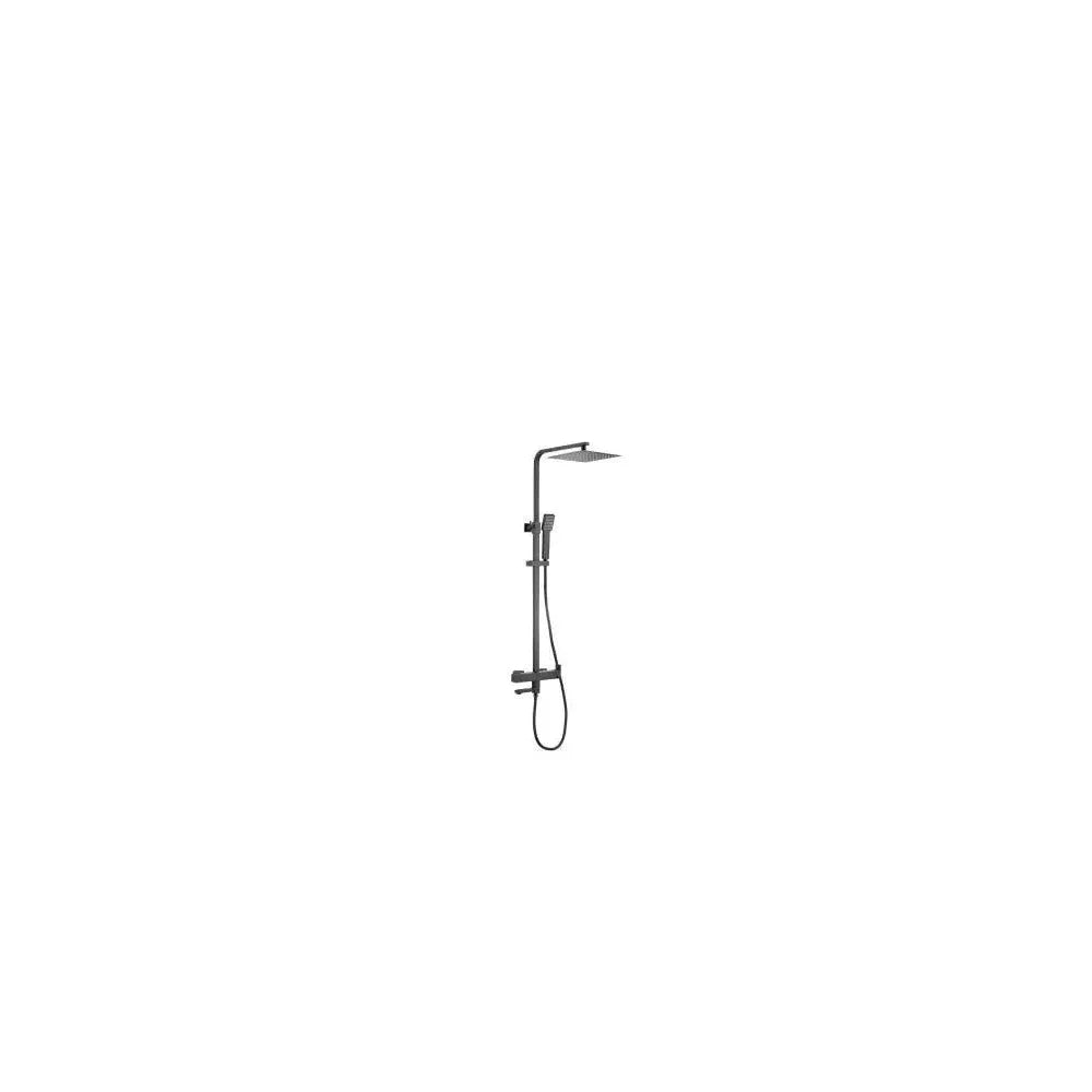 Columna de ducha y bañera monomando cuadrada de latón con altura ajustable en negro mate Segura de Valaz - Marca Valaz en MerkiMarket