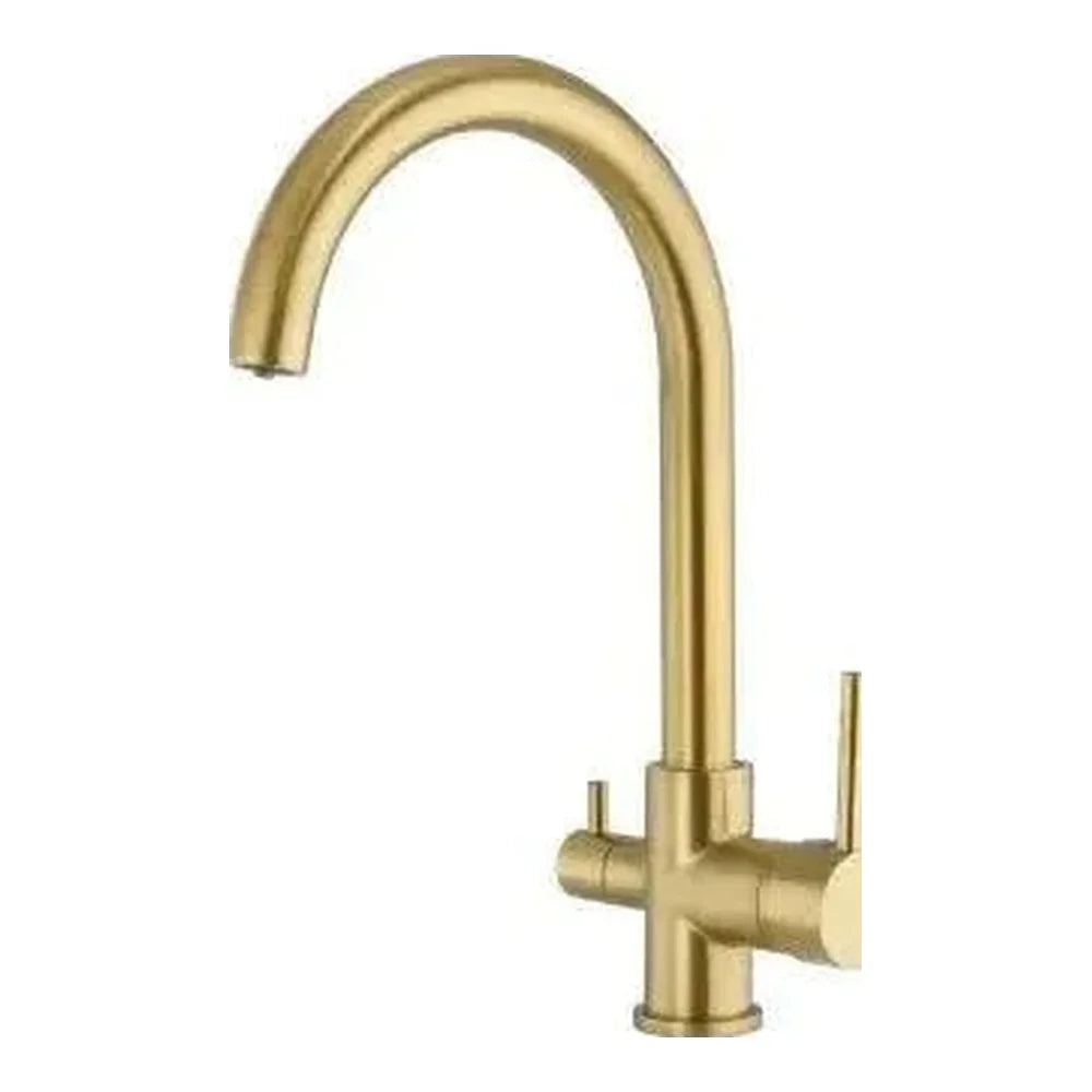 Grifo de cocina de 3 vías con salida de ósmosis y caño giratorio en latón oro mate Amazonas de Valaz - Marca Valaz en MerkiMarket