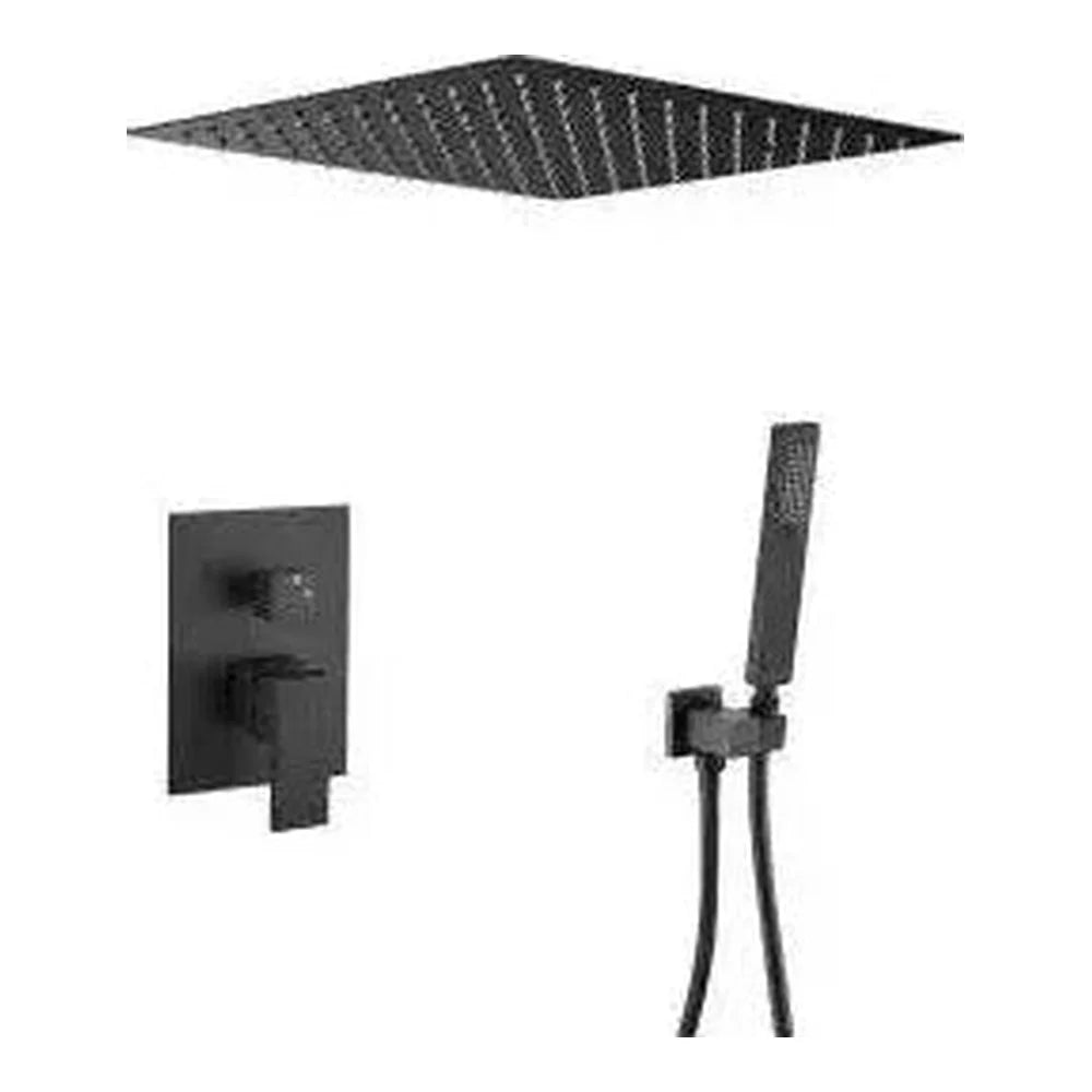 Conjunto de ducha encastrada a ras de techo monomando cuadrada en negro mate Tajo de Valaz - Marca Valaz en MerkiMarket