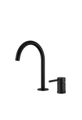 Grifo de lavabo monomando con cuello de cisne en latón negro mate Aragón de Valaz