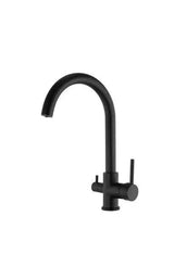 Grifo de cocina de 3 vías con salida de ósmosis y caño giratorio en latón negro mate Amazonas de Valaz