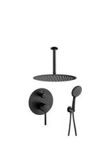 Kit de ducha empotrada a techo con rociador redondo de latón macizo en negro mate Cabriel de Valaz