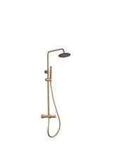Columna de ducha termostática ajustable con rociador y alcachofa de mano en dorado cepillado Ebro de Valaz