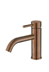 Grifo de lavabo monomando redondo en latón rosa cepillado Jabalón de Valaz