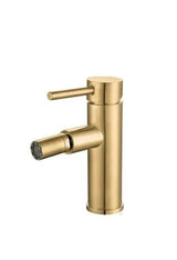 Grifo de bidet redondo y monomando en latón en dorado cepillado Jabalón de Valaz